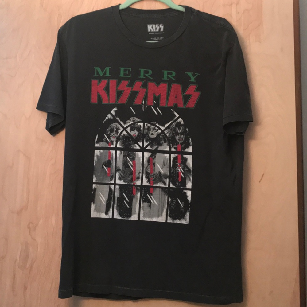 KISS band T Shirt, Lucky Brand sz L, MERRY KISSMAS